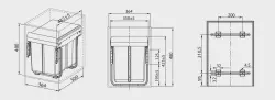 Garbi Carrier C-40-2-H indbygningsaffaldssystem med egne skinner og 2 affaldsspande 2 x 20 liter 1208957463