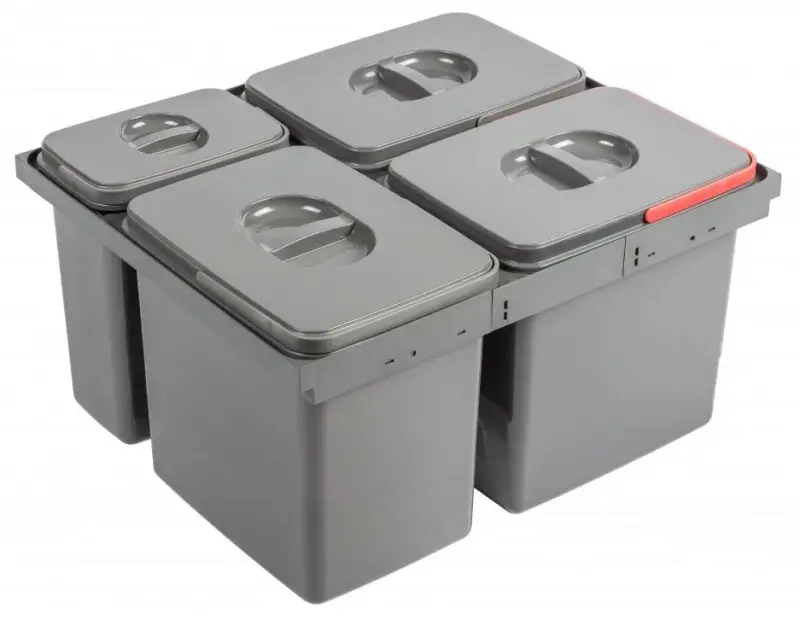 Garbi Basket B-60-4-H sorteringssystem til affald til skuffe 60 cm inkl. holder og 4 affaldsbeholdere 1208957472