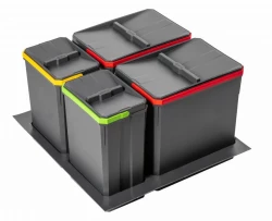 Garbi Basket B-60-4 affaldssorteringssystem til skuffe 60 cm inkl. holder og 4 affaldsbeholdere 1208957475