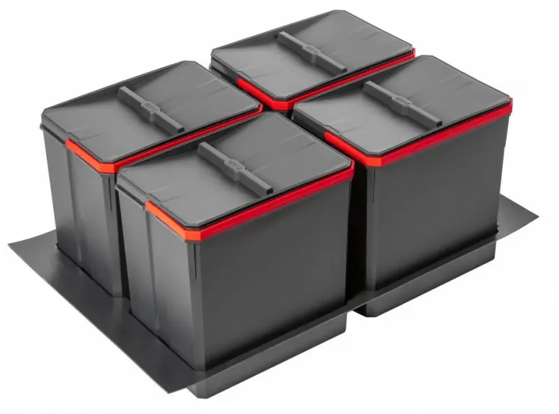 Garbi Basket B-80-4-G sorteringsaffaldssystem til skuffe 80 cm inkl. holder og 4 x 15 liter affaldsspande 1208957478