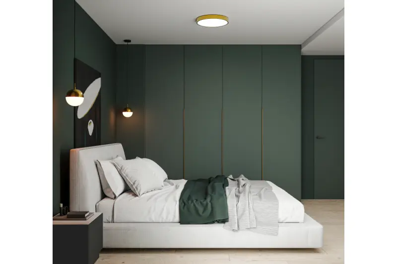 Dekor Abies messing gylden hængelampe med metalrund baldakin 3558