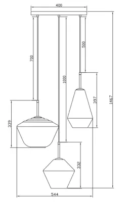 Decorer Lime 1467 mm høj moderne gylden pendellampe med 3 lyskilder 7983
