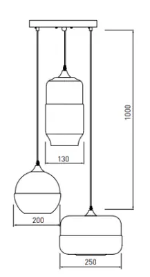 Decor Lender moderne hængelampe af metal og glas med 3 lyskilder 9270