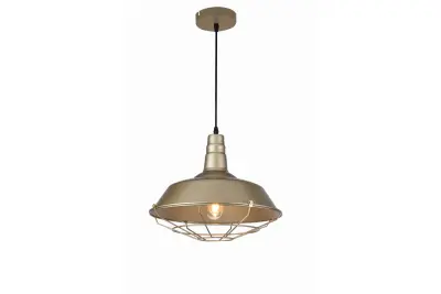 Decor Solen hængelampe i industriel form med gyldent gitter, diameter 36,5 cm 3703
