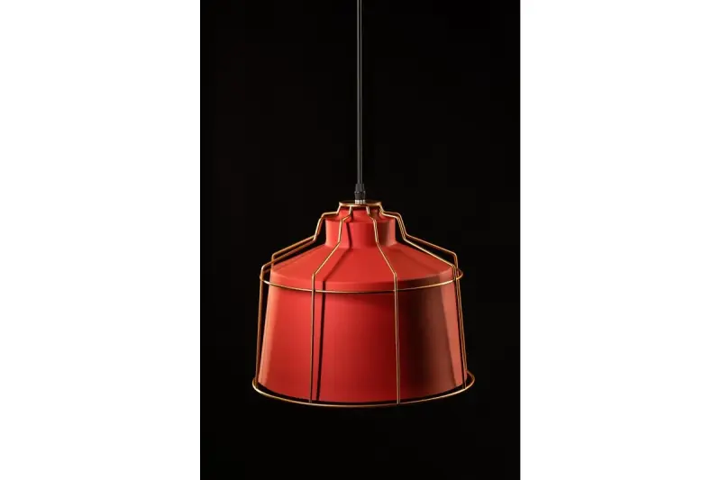 Decor Goa rød hængelampe med dekorativ gylden ramme 3536