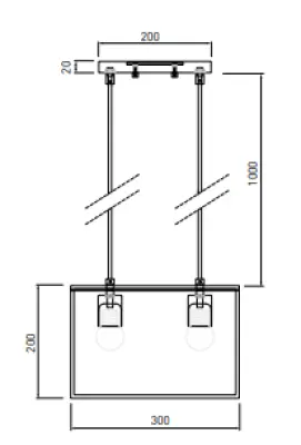 Decor Diu sort geometrisk hængelampe med 2 lyskilder bredde 30 cm 3628