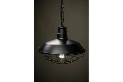 Decor Lars sort pendel med industrielt sort gitter, diameter 26 cm 2233