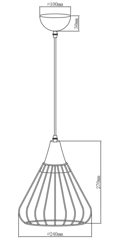 Decor Tess black gold metal conical wire pendant lamp 2394