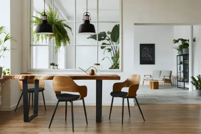 Dekor Noor elegant sort hængelampe med kobberelement 2691