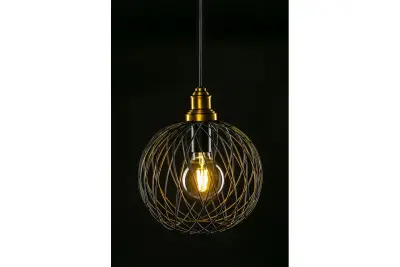 Decor Viela sort trådramme metalpendellampe kugleformet diameter 25 cm 6972