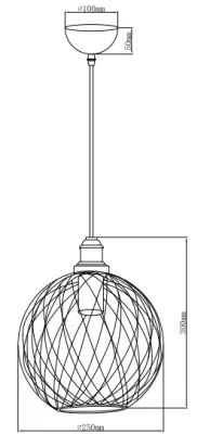 Decor Viela sort trådramme metalpendellampe kugleformet diameter 25 cm 6972