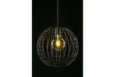 Dekor Viela sort guldtrådsformet metalpendellampe kugleformet diameter 35 cm 6996