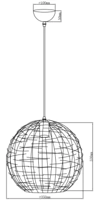 Dekor Viela sort guldtrådsformet metalpendellampe kugleformet diameter 35 cm 6996