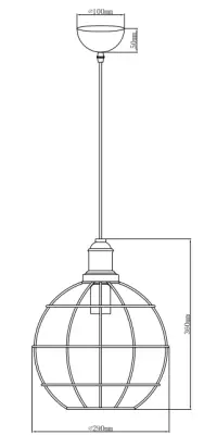 Dekor Viela gammel gylden trådformet metalloftlampe kugleformet diameter 29 cm 7016