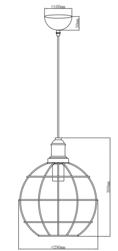 Dekor Viela gammel gylden trådformet metalloftlampe kugleformet diameter 29 cm 7016