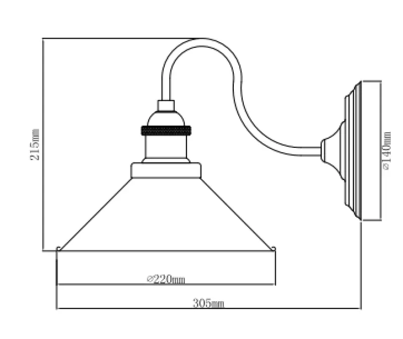 Decor Mani sort gylden metal væglampe diameter 22 cm 4052