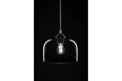 Cilindrisk sort hængelampe i glas fra Decor Lati, diameter 23,5 cm 7122