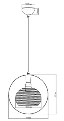 Décor Xalis hængelampe med sort trådskærm og metalramme, diameter 19,5 cm 7214