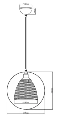 Dekor Xalis hængelampe med sort trådskærm og metalrand, diameter 18,5 cm 7320