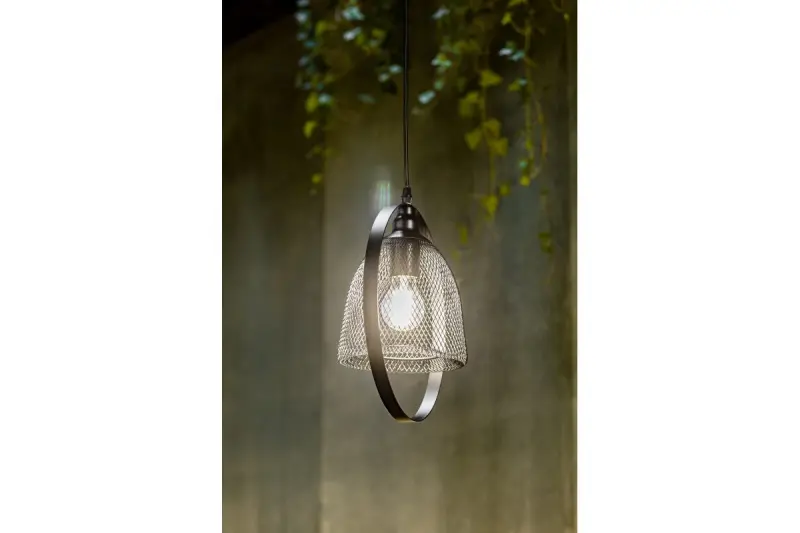 Decor Xalis pendant lamp black wire shade with metal rim, diameter 18.5 cm 7320