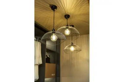 Decor Retro vintage sort trådpendel 40 cm i diameter 4137