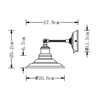Decor Loret adjustable wall lamp with switch, black, 20 cm diameter 7901