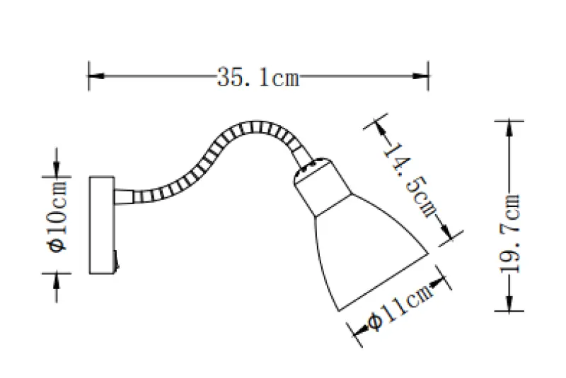 Decor Etore sort væglampe med metalarm 11 cm i diameter 1860