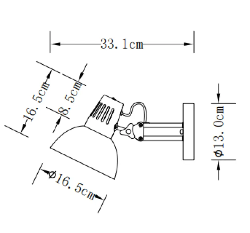 Decor Artemia elegant grå væglampe med metalarm 16,5 cm diameter 2164