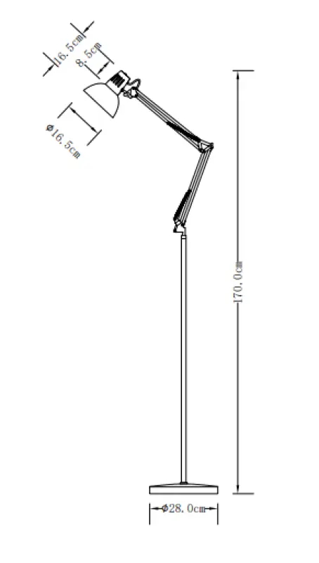 Dekor Artemia grå gulvlampe lang metalarm diameter 16,5 cm 2300