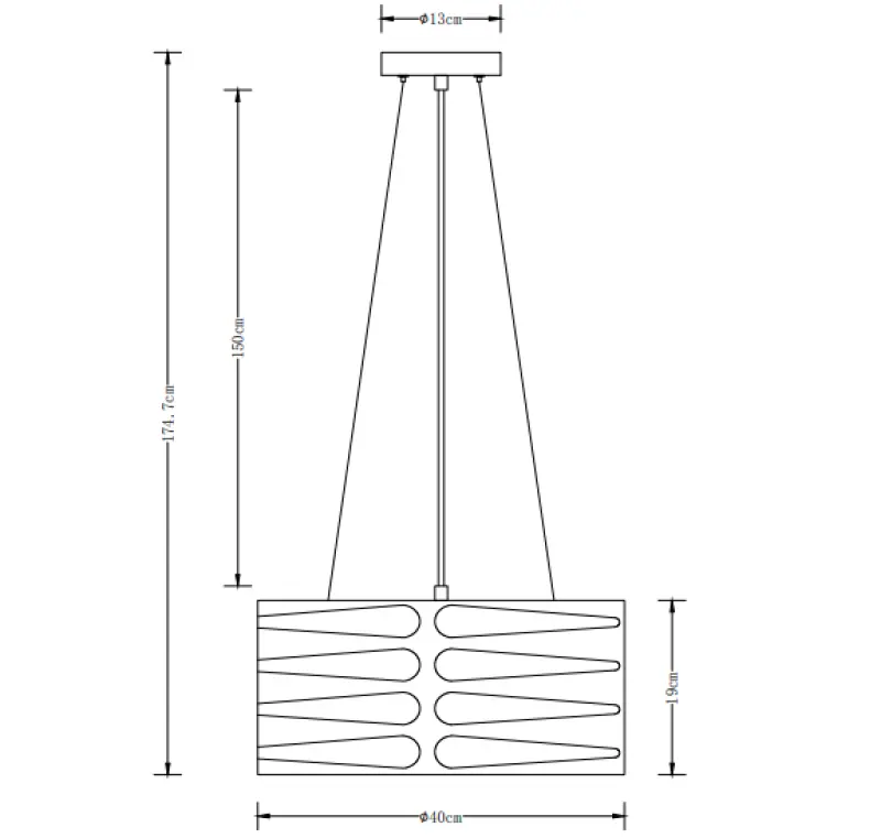 Decor Marisa grå pendellampe med tilspidsede horisontale mellemrum, maks. 3 lyskilder, diameter 40 cm, 2607