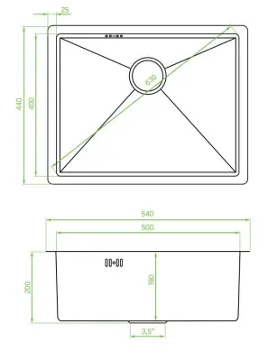 Aquadesign Sinks gylden rustfri stålvask guldfarvet PVD guld 50x40 undermontering flad montering og påbygning 1208957698