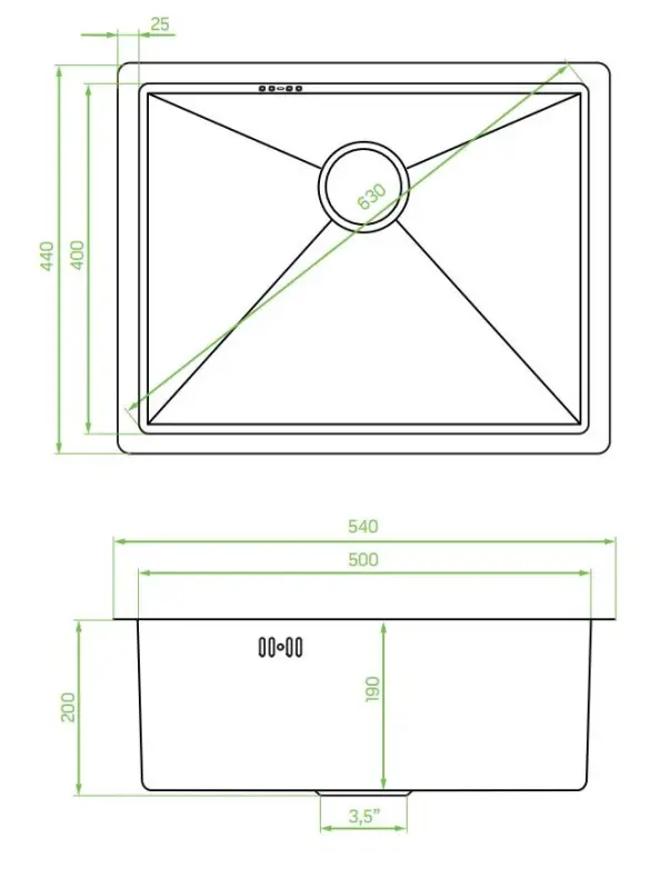 Aquadesign Vasker pistolmetal rustfrit stål vask antracit farve PVD 50x40 undermontering fladmontering og overmontering 1208957702