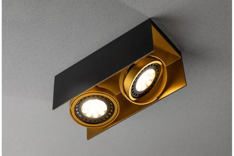 Decor Verso sort-guld loftlampe med bevægeligt hoved to lyskilder 4212