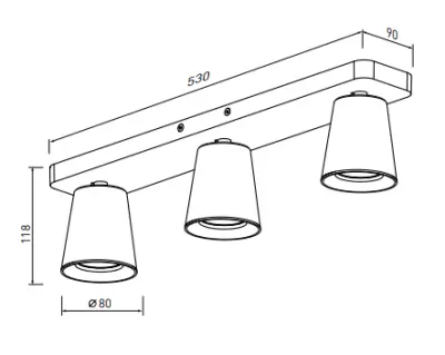 Decor Elli moderne sort loftlampe med 3 lyskilder 4588