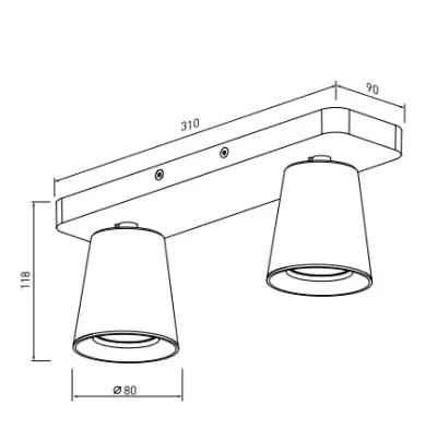 Decor Elli moderne hvid loftlampe med 2 lyskilder 4489