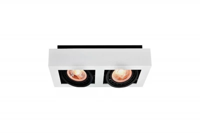 Decor Loid funktionelle hvide rektangulære loftlampe med 2 lyskilder 4663