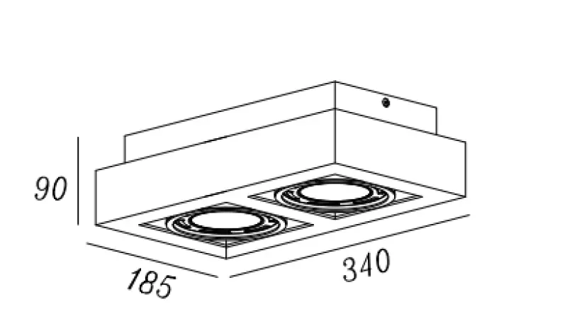Decor Loid funktionelle hvide rektangulære loftlampe med 2 lyskilder 4663