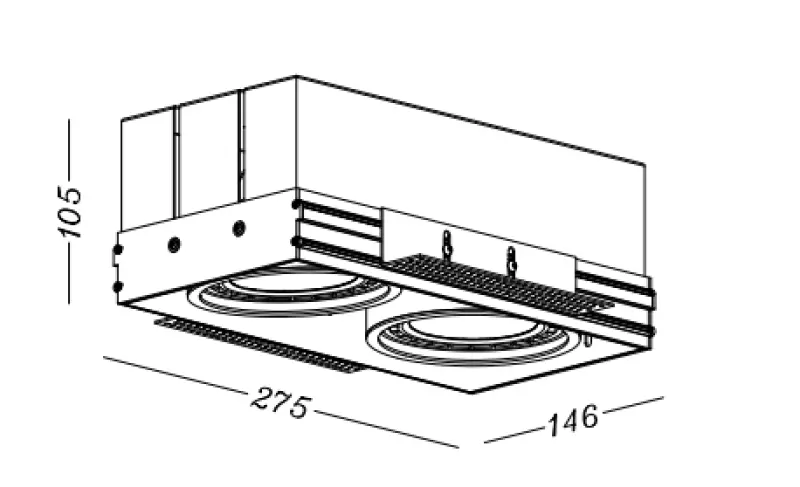 Decor Milo sort rammeløs loftindbygningslampe med 2 lyskilder 4755