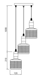 Décor Bellis sort gylden cylindrisk pendellampe med 3 lyskilder 4680