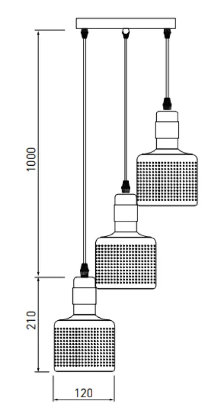 Décor Bellis sort gylden cylindrisk pendellampe med 3 lyskilder 4680