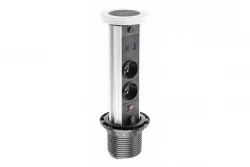 Indux Lift synkbar jordstift hvid køkken stikkontakt i arbejdsplade med belysning, 2 x USB og trådløs opladning 1208957837