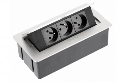 Indux Flip Medium køkken stikkontakt jordforbindelse i arbejdspladen eller overskabet aluminium med 3 stikkontakter 1208957846