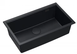 Quadri Newport II stor og dyb vask, granit, topmonteret og undermonteret, sort vask 76x45 1208957855