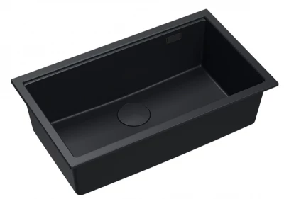 Quadri Newport II stor og dyb vask, granit, topmonteret og undermonteret, sort vask 76x45 1208957855