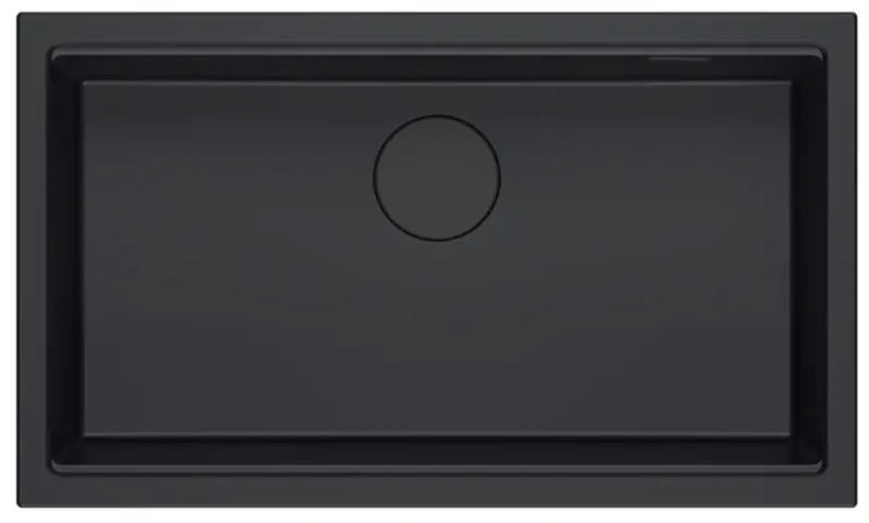 Quadri Newport II stor og dyb vask, granit, topmonteret og undermonteret, sort vask 76x45 1208957855