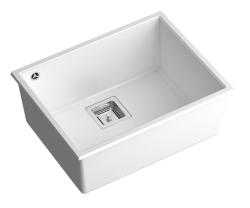 Quadri Quadrangle hvid granit underlimmet vask 55x42cm med rustfri stål prop 1208957884