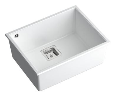 Quadri Quadrangle hvid granit underlimmet vask 55x42cm med rustfri stål prop 1208957884