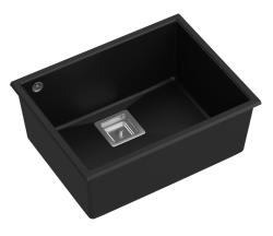 Quadri Quadrangle sort granit underlimmet vask 55x42cm med rustfrit stål prop 1208957885
