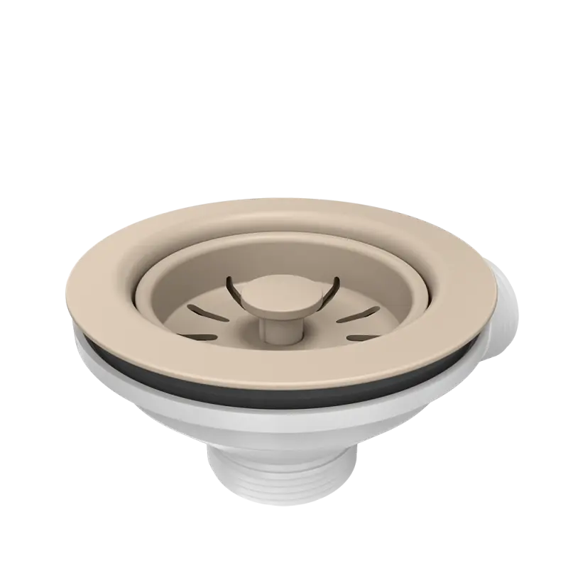 Quadri beige sandfarvet afløbssæt til vask med overløb 1208957901