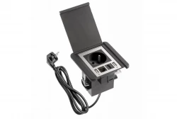 Indux Flip indbygget jordforbindelse Stikkontakt mat sort med 2xUSB A, 1xRJ45 og HDMI-tilslutning sort 1208957915